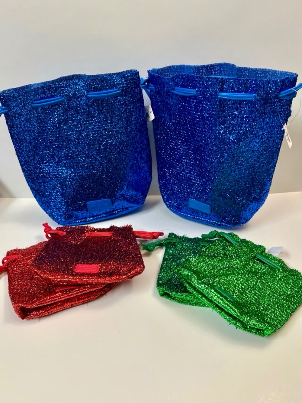 Bath & Body Works Blue Tinsel Glittery Drawstring Bag Set